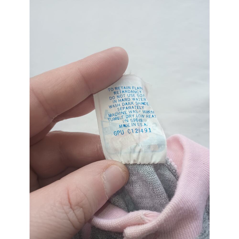 Vintage Playskool Terry Cloth Jump Suit Infant 12 Months (Large) Gray Pink - Picture 4 of 5